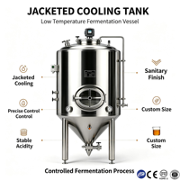 Tanque de Fermentación de Alcohol, Fermentador de Destilería, Acero Inoxidable 304, Sanitario, con Chaqueta, 200L, Motor PLC para Whisky, Vodka, Ron, Vino