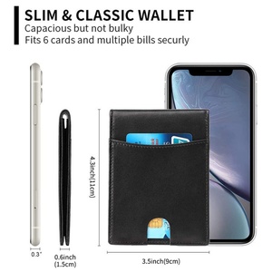 High Quality Genuine Leather Slim <b>Wallet</b> <b>RFID</b> <b>Blocking</b> Minimalist Bifold Front Pocket Men <b>Wallet</b> - Product Image 5
