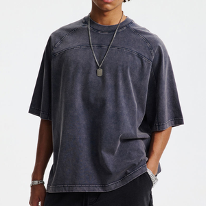 FLOWORA High-quality Blank Men's Oversized <b>Raglan</b> Sleeve T-Shirt Vintage acid Color O-Neck Casual Jersey Cotton <b>Top</b> - Product Image 2