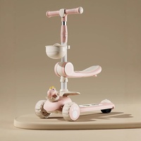Trottinette pliable en plastique pour enfants, garçons et filles, de 1 à 3 ans et de 6 à 12 ans, à 3 roues, avec pédales, pour l'extérieur, design populaire trois-en-un