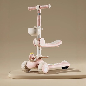 Monopattino Pieghevole in Plastica per Bambini e Bambine da 1-3 e 6-12 Anni, Design Tre-in-Uno a 3 Ruote per Esterni - Product Image 4