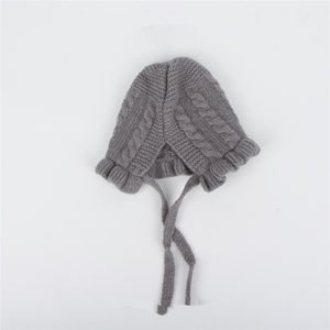 Nouveaux bonnets d'hiver mignons pour bébés garçons et filles, en acrylique doux et chaud, motifs de tricot et de crochet, adorables bonnets pour bébés avec cordons - Product Image 6