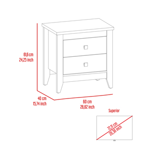 Amara Nightstand White Two <b>Drawer</b> Storage <b>Side</b> <b>Table</b> Bedroom Furniture - Product Image 6