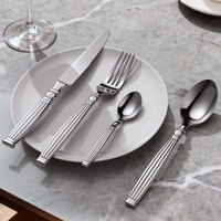 Ensemble de couverts en acier inoxydable 18/10 épais et robuste avec manche gaufré, fourchettes, couteaux et cuillères pour la maison et les mariages
