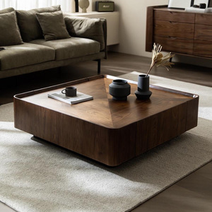 Mesa <span class=keywords><strong>de</strong></span> <span class=keywords><strong>Centro</strong></span> <span class=keywords><strong>de</strong></span> Madera <span class=keywords><strong>de</strong></span> Diseño Clásico Retro, Moderna y Lujosa, Cuadrada, <span class=keywords><strong>de</strong></span> Nogal, <span class=keywords><strong>para</strong></span> <span class=keywords><strong>Sala</strong></span> <span class=keywords><strong>de</strong></span> Estar - Product Image 6