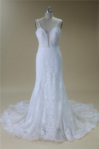 Abito da donna su misura sirena/tromba con scollo a V Sexy elegante abito da sposa abito da sposa - Product Image 4