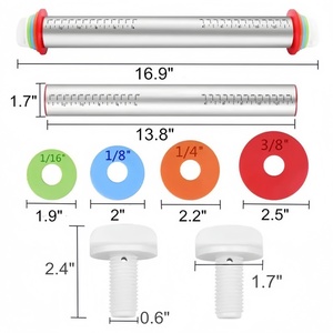 Rouleau à pâtisserie français en acier inoxydable de 16 pouces avec anneau de réglage d'épaisseur pour la pâtisserie et la confection de pâtes, rouleau à pâte en métal - Product Image 5