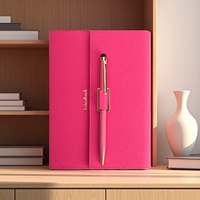 Carnet personnalisé rose en cuir PU avec fermeture magnétique coffret cadeau A5 Journal secret pour filles agenda de bureau bloc-notes rechargeable avec stylo