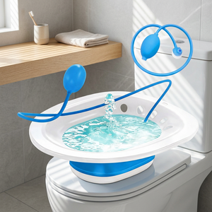 Bañera de asiento plegable para lavado de glúteos, con pulverizador de mano para inodoro, para el cuidado perineal posparto y hemorroides - Product Image 1