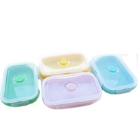 Ensemble de 4 boîtes à lunch pliables en silicone personnalisées carrées pour l'école
