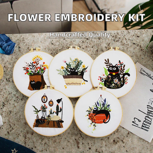 Kits de broderie au point de croix sur toile DIY, fil <span class=keywords><strong>à</strong></span> <span class=keywords><strong>broder</strong></span> fait main, kit de démarrage de broderie <span class=keywords><strong>avec</strong></span> cerceau et <span class=keywords><strong>fils</strong></span> de couleur - Product Image 2
