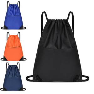 Customized Printing Waterproof Gym Black Blank 420D Polyester Sport Custom <b>Drawstring</b> <b>Backpack</b> Bag with Pocket - Product Image 1