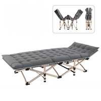 Lit de camping d'extérieur pliable pour une personne, design minimaliste, lit d'appoint, lit de repos pour le bureau, petit lit avec structure en métal et tissu Oxford