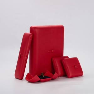 FANXI Customized Red PU Leather <b>Black</b> Microfiber Inside Jewelry <b>Box</b> Ring <b>Box</b> - Product Image 4