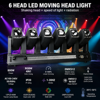 Projecteur LED MOKE 800W RGBW à tête mobile Beam Wash 6 têtes DMX512 RDM pour scène, concert, DJ, fête, festival, boîte de nuit, événement