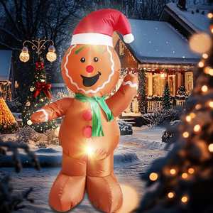 Indonesia Inflatable Factory Cute Christmas Blow up Yard <b>Decorations</b> 6FT <b>Gingerbread</b> <b>Man</b> Polyester Material Durable - Product Image 1