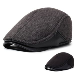 Wholesale Autumn Winter New Arrival Fashion Warm Fleece Lining <b>Flat</b> Top Ivy <b>Cap</b> Earflap Design Beret Hat for <b>Men</b> - Product Image 2