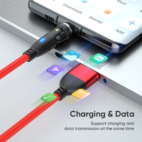 Kabel Data pengisi daya USB, kabel Data pengisi daya USB magnetik, kabel tembaga cepat, kawat 1M 2M 3M, Magnet kuat, berputar gratis 540