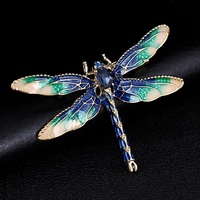 Broche Libellule Coréenne Originale Faite à la Main, Incrustée de Diamants, en Alliage de Strass et Émail Goutte d'Huile, pour Hommes et Femmes
