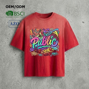 Street Styles Vintage Washed 230GSM Heavyweight Digital Print Graffiti T-Shirt Mens Custom Acid <b>Wash</b> Oversized High Quality Tee - Product Image 1