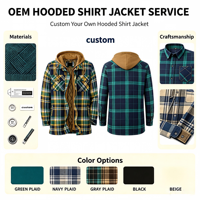 Vente en gros de chemises-vestes en flanelle pour hommes, classiques, d'hiver, à manches longues, boutonnées, chaudes, avec doublure épaisse matelassée, à carreaux et à capuche