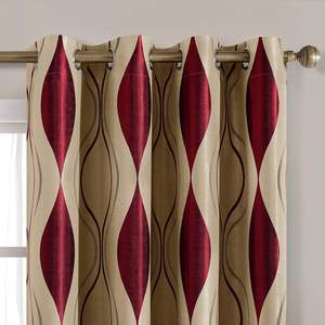 JA 52\" X 84\" Rideaux de fenêtre à œillets en jacquard bordeaux <span class=keywords><strong>beige</strong></span> Ensemble de 2 Rideaux occultants pour chambre à coucher Salon - Product Image 3