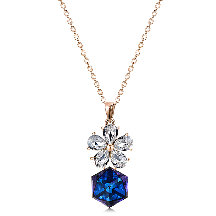 Brass with 18k Rose Gold Plated-Blue
