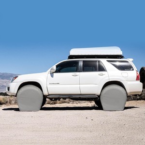 Housses de pneus universelles Loyagour en PVC résistant aux UV et imperméables pour caravanes, disponibles en plusieurs tailles, noir/argent, installation facile, style sportif - Product Image 3