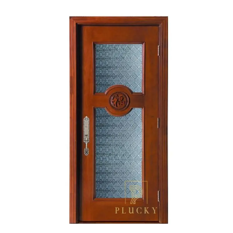ספק פושאן עיצוב קלאסי דלת בית עץ תוספת זכוכית פנימית