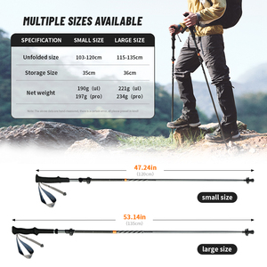 Bâton de randonnée pliable en 3/5 sections pour le plein air, bâton de marche portable pour le camping, bâton de randonnée télescopique pour les personnes âgées, facile à ranger dans un sac - Product Image 5
