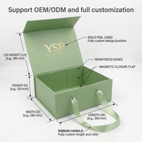 Ensemble d'emballages de luxe sur mesure pour soins de la peau, vert, avec fermeture magnétique, boîte rigide pliable et insert