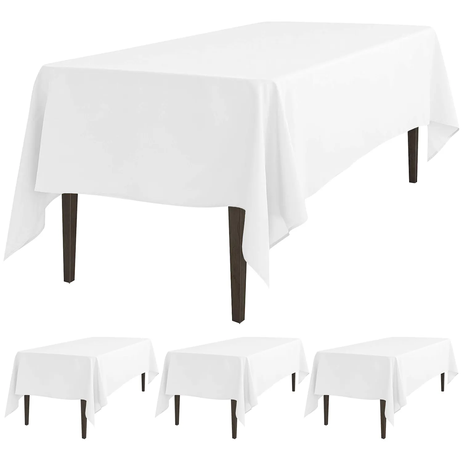 60 x 102 Inch Rectangular Washable Polyester White Party Wedding Tablecloths Table Cloth