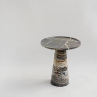 Table de chevet et table d'appoint en marbre Calacatta Violet minimaliste en pierre naturelle de luxe personnalisée pour la décoration de la chambre à coucher et du salon