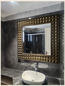 modern <b>square</b> wall <b>mirror</b> greek key frame decorative bathroom <b>mirror</b> luxury gold black <b>mirror</b> home decor hotel vanity <b>mirror</b> - Product Image 3