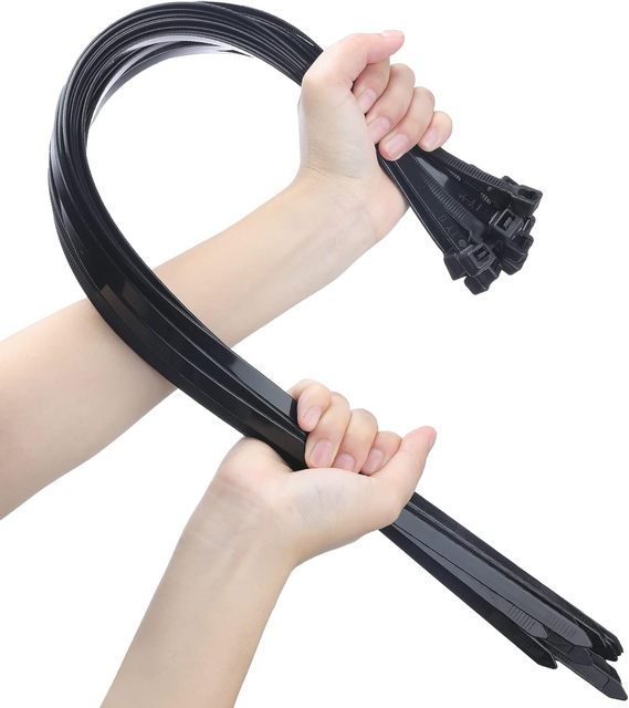 HOOYU Multi-Purpose Plastic Zip Tie Standard & Reusable Nylon Cable Ties Long and Wide Extra Large Heavy Duty Tie