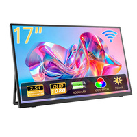 Moniteur portable Eimio pour ordinateur portable, type C, 17 pouces, cadre fin, moniteur portable sans fil, extension d'écran, batterie intégrée, plug and play, OEM
