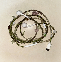 Earphone Tali Anyaman Gaya Buatan Tangan DIY Kesederhanaan Artistik Headphone Berkualitas Tinggi untuk Ponsel.