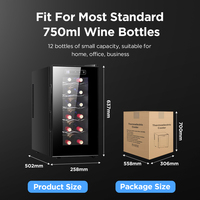 Kulkas Termoelektrik Portabel untuk Rumah, Pendingin Wine 12 Botol, untuk Rumah Tangga & Hotel, Model Berdiri Sendiri