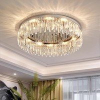 Nouveau plafonnier LED en cristal pour salon, lumière ronde de luxe pour chambre à coucher
