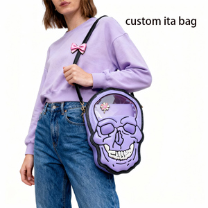 Bolso Tote Ita Personalizado con Forma de Calavera Gótica con Ventana Transparente para Exhibición de Insignias, Bolso Ita de Múltiples Colores con Diseño Personalizado - Product Image 4