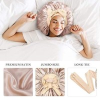 Bonnets de couchage de salon pour femmes Bonnet en soie avec cravate Bonnet de cheveux doux à double couche Bonnet en satin avec logo personnalisé