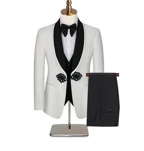 Nouveau costume élégant pour <span class=keywords><strong>homme</strong></span> avec col en strass, costume de maître de cérémonie (veste + gilet + <span class=keywords><strong>pantalon</strong></span>), costume 3 pièces pour le bureau, les fêtes, les bals, les mariages, les costumes de marié - Product Image 3