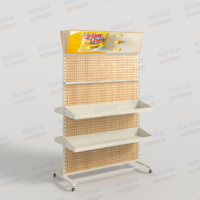 Kainice Holzmaserung-Panel L-förmiges Eckregal Weißes Laminat Verstellbares Regal für Boutique-Einzelhandels-Präsentationsständer