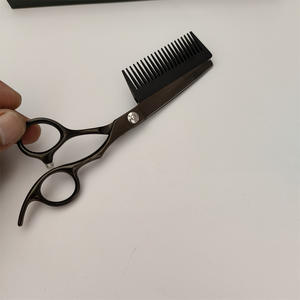 Tijeras Profesionales para Cabello JJ con Peine, Hoja Afilada de Acero Inoxidable, Mango Largo de 62 mm, para Peluquería - Product Image 5