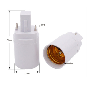 Convertisseur de support de lampe 2 broches <span class=keywords><strong>G24</strong></span> à <span class=keywords><strong>E27</strong></span> <span class=keywords><strong>Adaptateur</strong></span> de douille d'ampoule à ampoule halogène LED Convertisseur de douille <span class=keywords><strong>G24</strong></span> blanche - Product Image 1