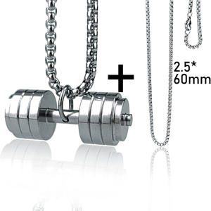 Wholesale European American Stainless Steel Gift Jewelry Fitness <b>Dumbbell</b> Barbell Sports Jewelry for Men - Product Image 3