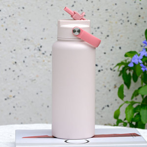 Bouteille d'eau isotherme personnalisée en acier inoxydable 32oz (1000ml) avec couvercle à paille 4-en-1, gourde sportive sous vide pour la gym et le fitness - Product Image 1