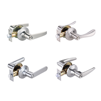 Poignées de porte intérieures modernes de luxe en alliage de zinc nickel satiné, système américain de confidentialité, avec entraxe de 2-3/8 pouces, pour portes intérieures.
