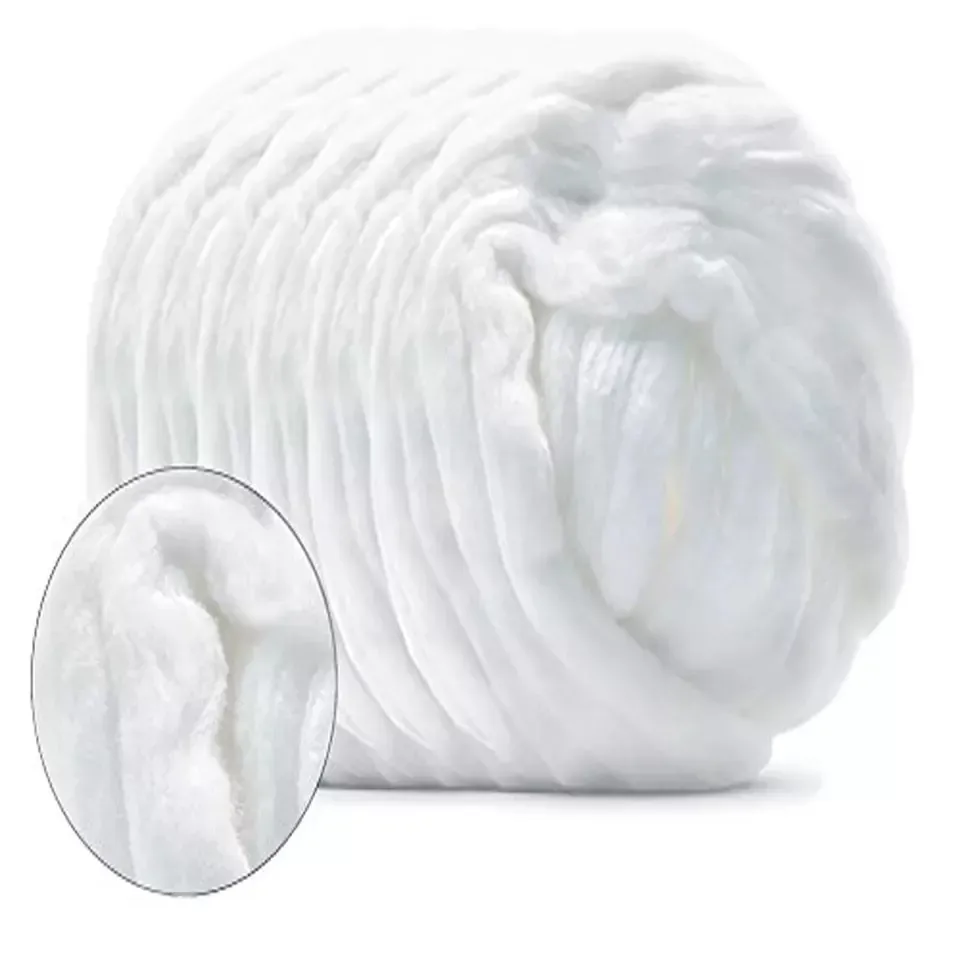 Vente en gros de coton absorbant blanchi argenté/bande de coton/bobine de coton pour salon de beauté SPA pour ongles et cheveux