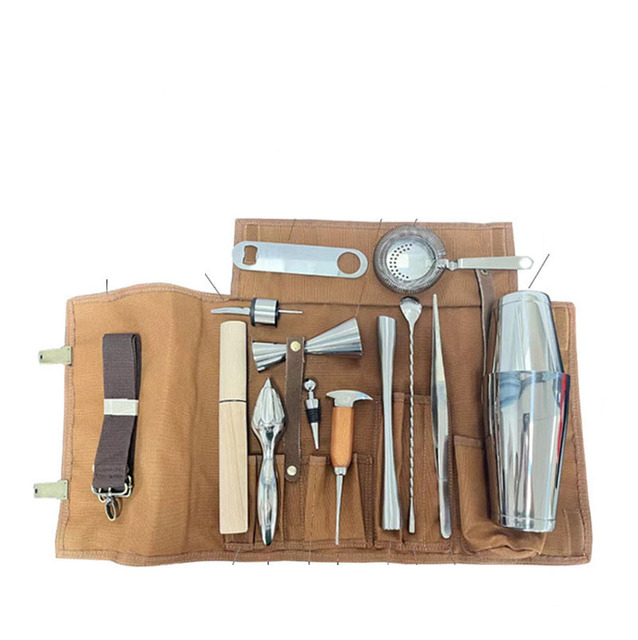 13pc Martini Bartender Kit Bar Accessories Cocktail Bar Tools Cocktail Kit Kitchen Mixology Bartender Kit Bag